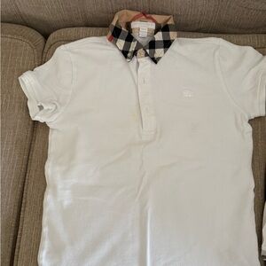 Burberry White Polo with Iconic Check Collar
